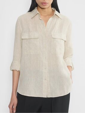 Aritzia NWT Utility Linen Shirt Natural Ecru Size Small